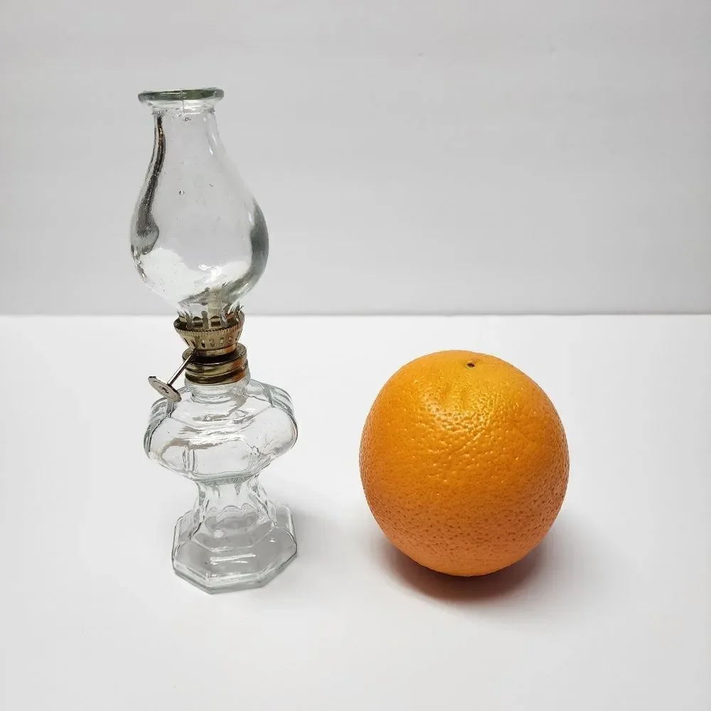 Vintage Miniature Clear Glass Oil Lamp Wexford By Anchor Hocking 6.5